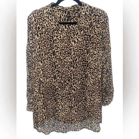ZARA Leopard Animal Print Long Sleeve Button Blouse L - Picture 1 of 3